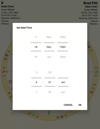 Transit chart details on Android - Astro Gold